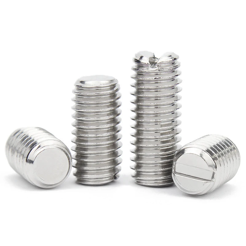 10pcs/lot Stainless steel slotted set screw with flat point  M1.6 M2 M2.5 M3 M4 M5 M6 M8 DIN551