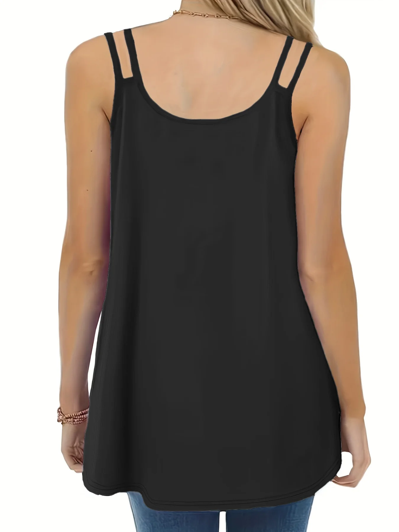 Ärmelloses Tanktop in Übergröße mit doppeltem Trägerdesign und fließender Passform für einen lässigen Sommer-Look – Detail 2