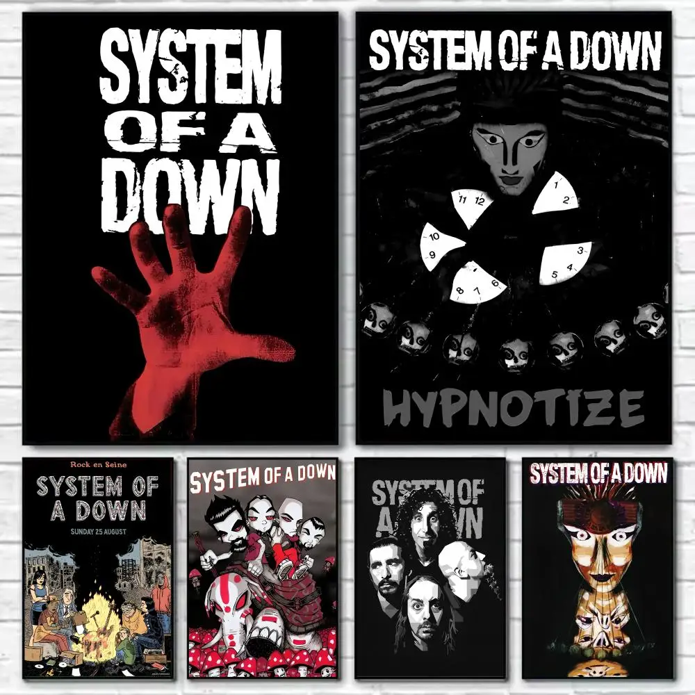 H-Heavy Metal Band S-System Of A Down Poster For Bar,Bedroom,living Room Aesthetic Design Waterproof Wall Decoration Sticker