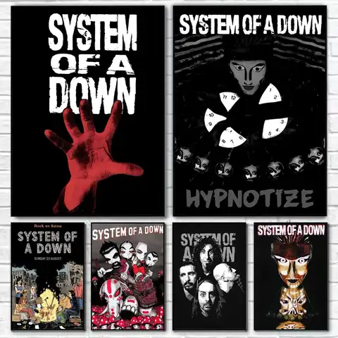 H-Heavy Metal Band S-System Of A Down Poster For Bar,Bedroom,living Room Aesthetic Design Waterproof Wall Decoration Sticker