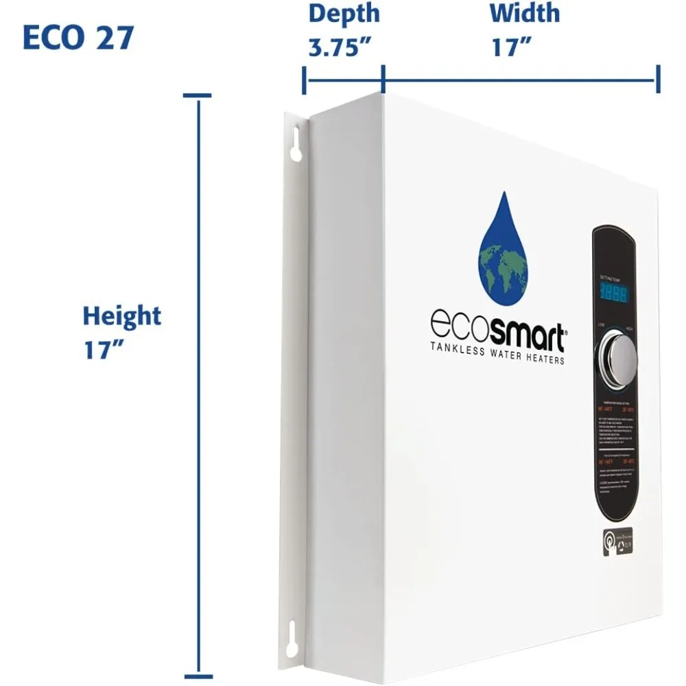 ECO 27 Tankless Water Heater, Electric, 27-kW - Quantity 1, 17 x 17 x 3.5