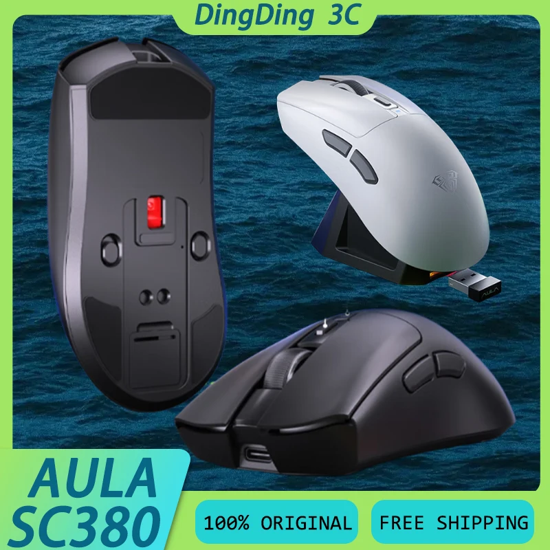 AULA SC380 Wireless Mouse 3Mode Lightweight Low Latency Long Battery Life Office Gaming Mouse With Magnetic Base Type-C Custom