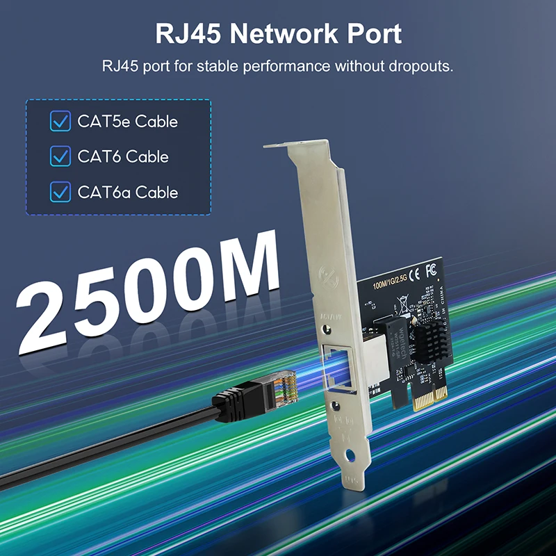 LIANGUO 2.5G PCI-E to RJ45 Network Card RTL8125B Gigabit LAN Ethernet PCI Express Network Card 10/100/2500Mbps 1Gbps/2.5Gbps