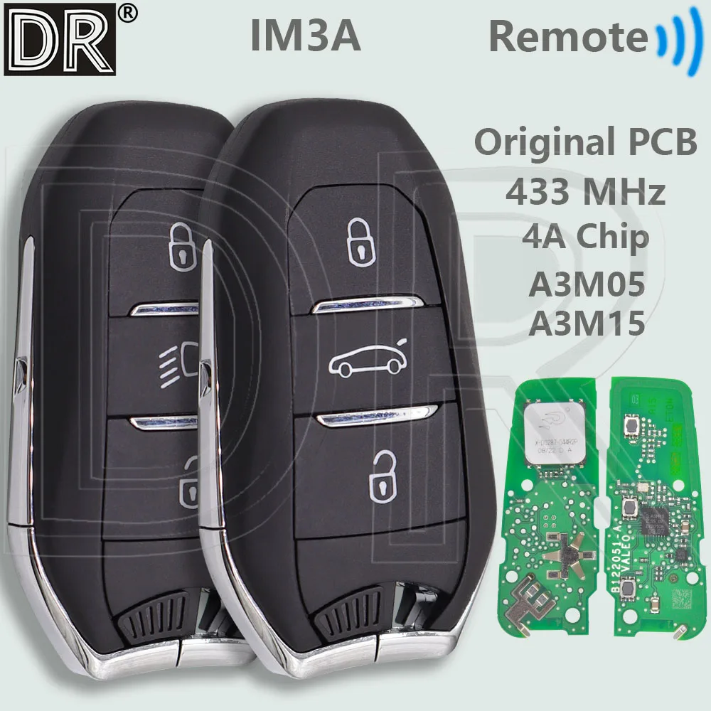 DR IM3A Original PCB 4A A3M15 Chip 433MHz llave remota de proximidad para coche para Peugeot 307 308 3008 508 5008 Citroen C3 C4 Opel Vauxhall