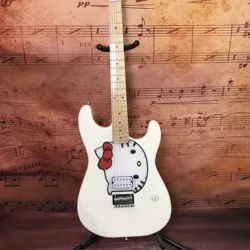 Chinese electric guitar Hello cat S T vintage white color basswood body maple neck High quality and low price hot sale
