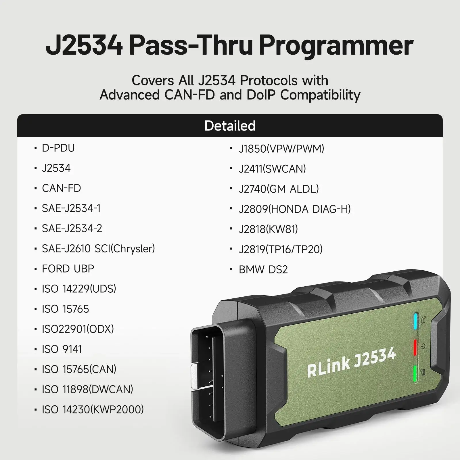 TOPDON RLink J2534 OEM ECU Programming Tool Diagnostic Scanner Support CAN-FD/DoIP for 17+ Vehicle Brands