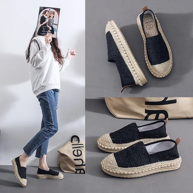 Summer New Women's Shoes Fashion Woven Breathable Lightweight Comfortable Canvas Shoes for Women Zapatos De Mujer