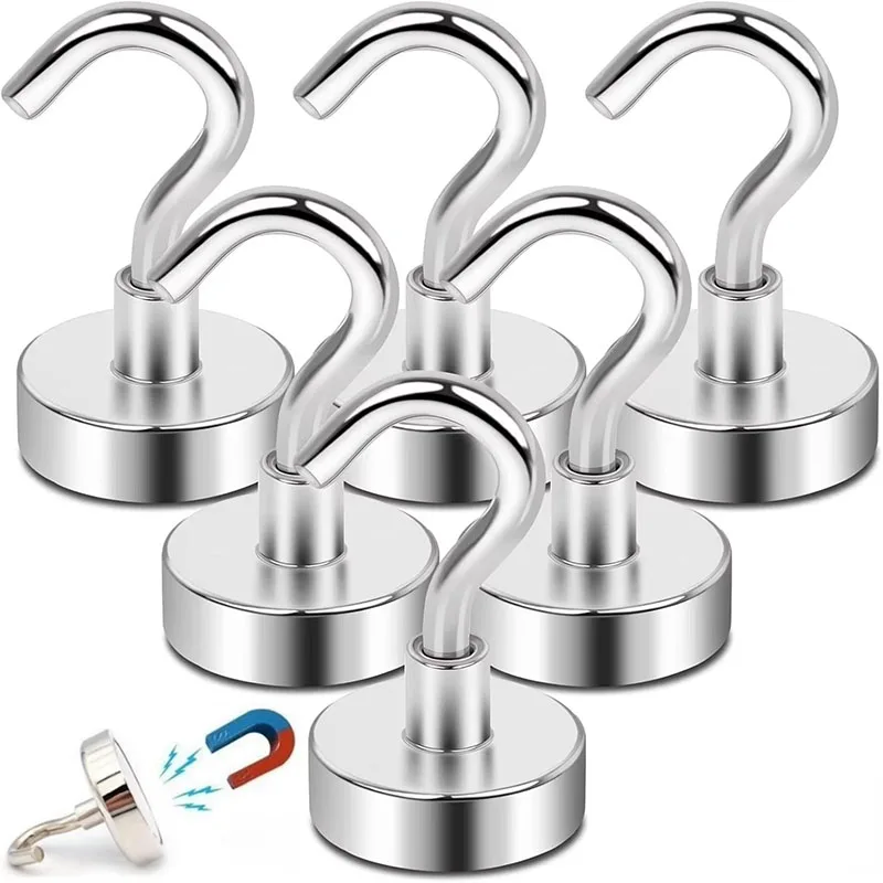 

1-8Pcs Strong Magnetic Hooks Heavy Duty Wall Hooks Home Kitchen Bar Storage Organization for Hanger Key Coat Cup Hanging Hanger