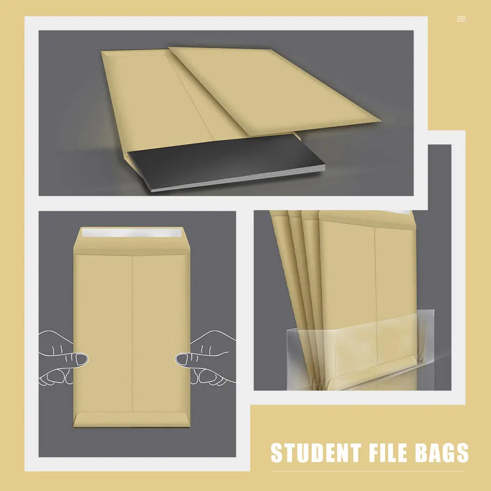 

20Pcs Kraft Paper Envelopes Thickened Self-Adhesive File Bags for A4 Documents Office School Storage Creative Multifunctional