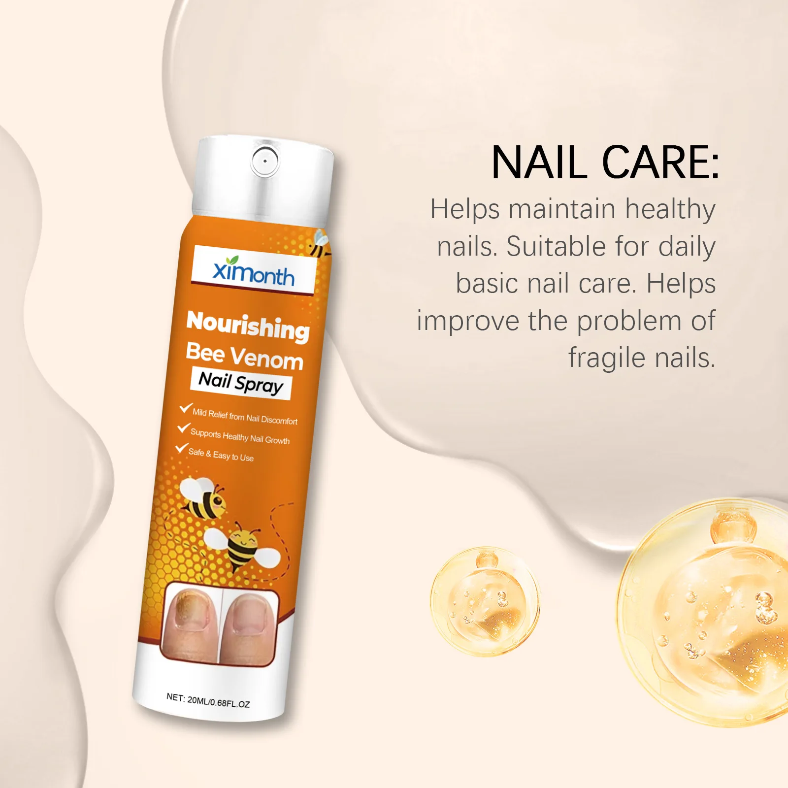 XIMONTH Nail Nourishing Spray Repair Damage Brightening Luster Remove Odors Improve Fracture Smooth Refreshing Nail Health Spray