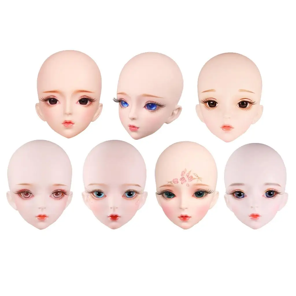 

Handcrafted 1 3 BJD Doll Head Vinyl Accessory with Removable Glass Eyes for DIY and Doll Making Projects