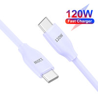 PD 120W Fast Charging Type C to Type C Cable for Tablet Laptop Camera Phone Earphone iPad iPhone Soft Silicone USB-C Data Cord