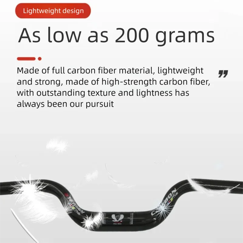 TEMANI Ultralight Carbon U-Type Handlebar Back Sweep 25.4/31.8mm MTB Mountain Bike Cycling Upgrade Handlebars Accessories