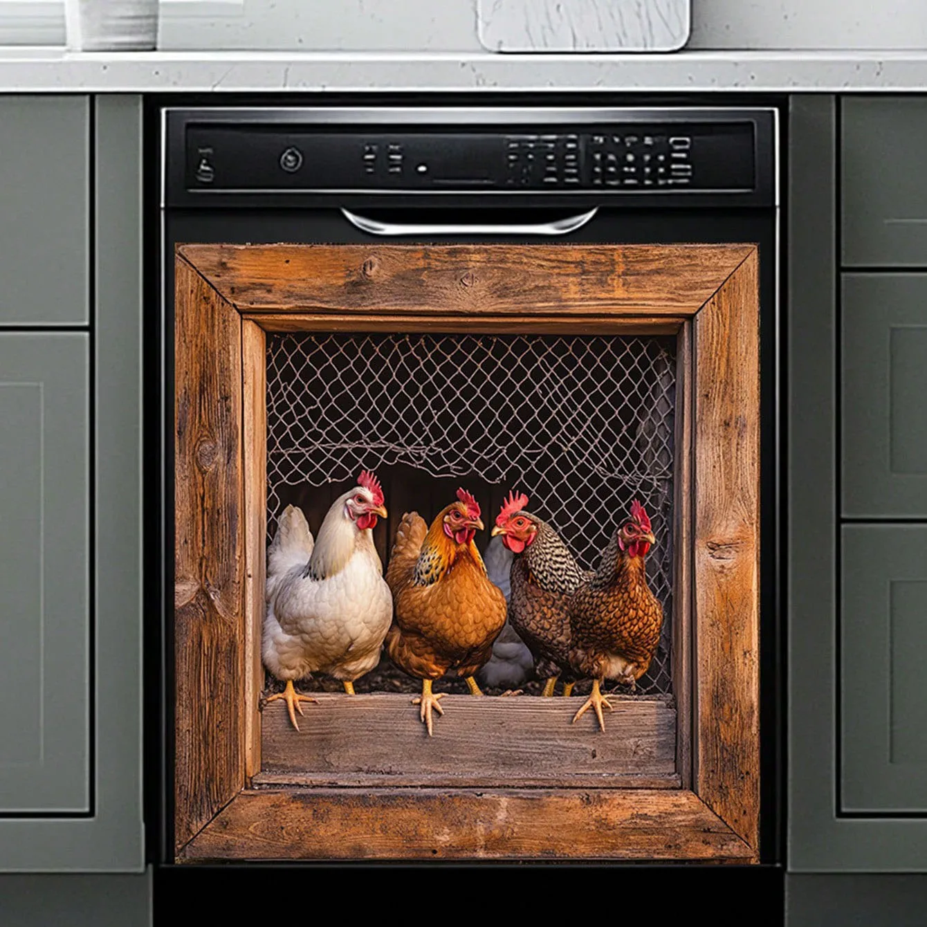 3D Rooster Window Decals, Farmhouse Chicken Wall Stickers, Removable Rustic Farm Animal Decor for Kitchen Bedroom Living Room