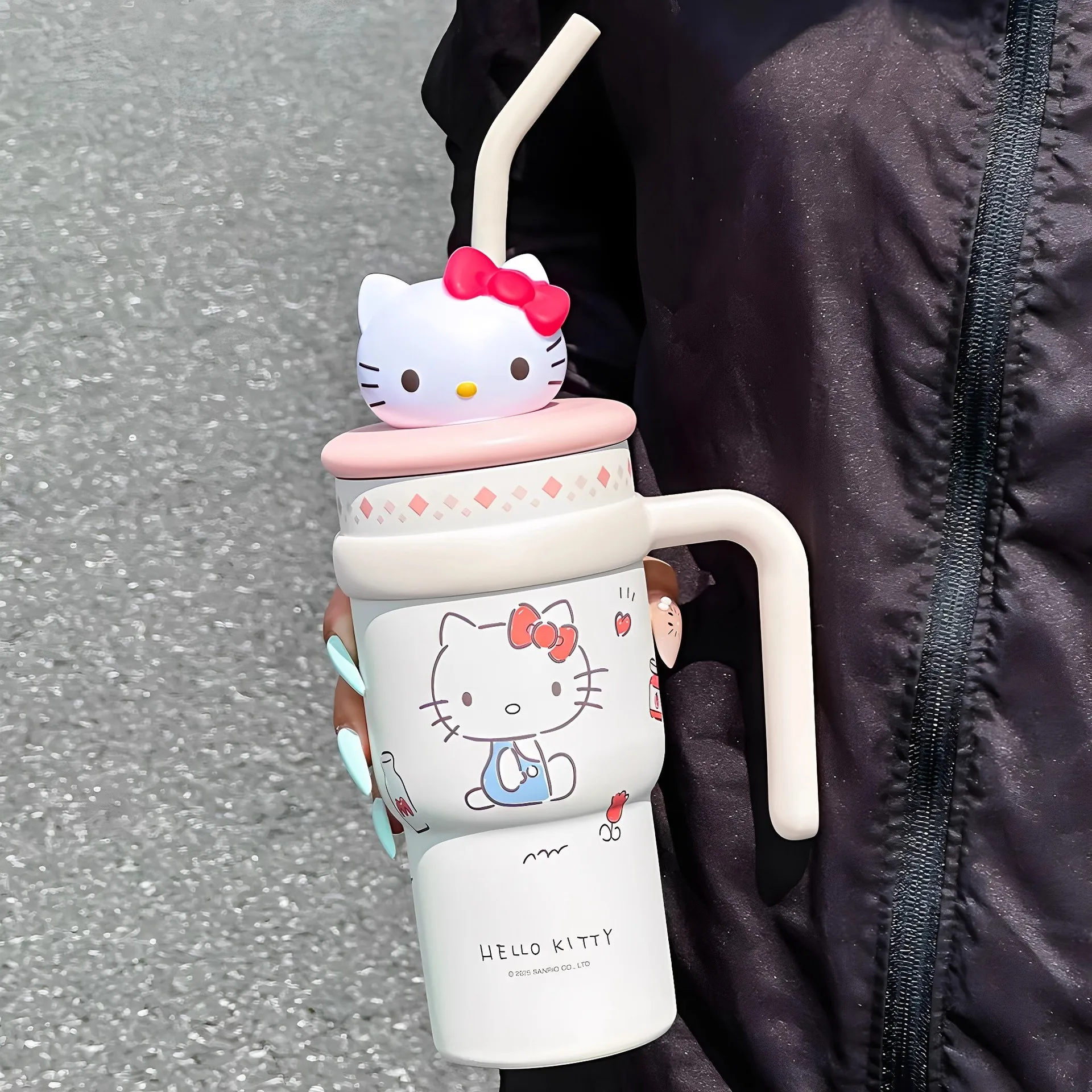 Sanrio Hello Kitty Thermos Cup Iced Coffee Cup Large Capacity High-Value Straw Water Cup 316