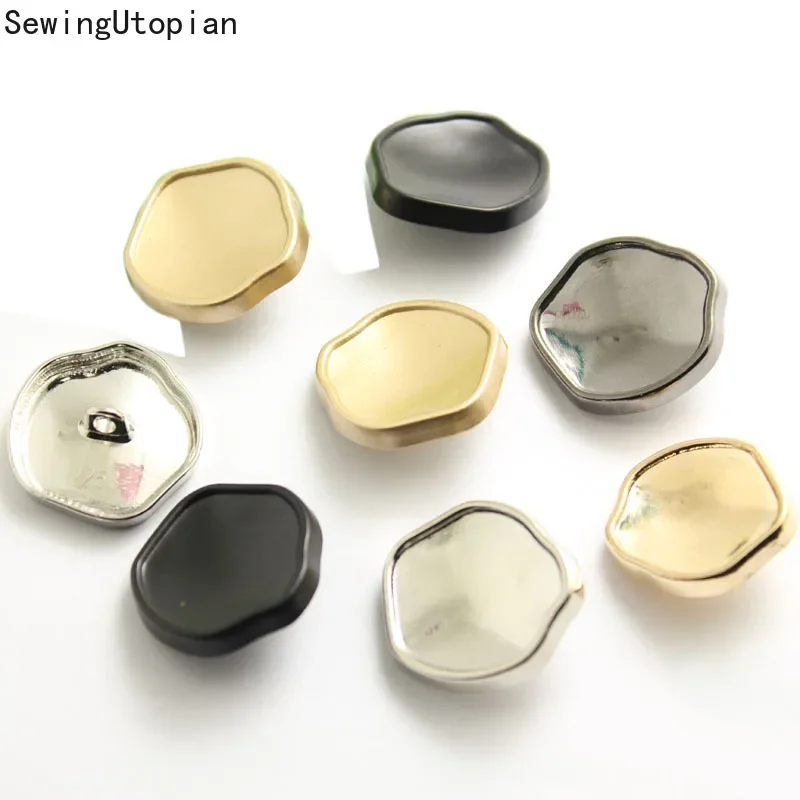 10PCS 15-25MM Fashion Big Decorative Buttons High Quality Irregular Plane Gold Buttons for Shirt Overcoat Sewing Accessory DIY