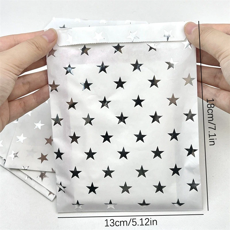 10pc Simple Silver High-End Star Hot Stamping Paper Bag Gift Packaging Bag Card Out Kraft Paper Packaging Envelope Courier Pouch