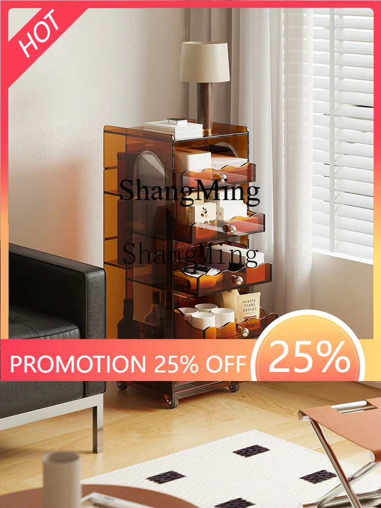 

FGgood-looking acrylic medieval style tea set, cup storage cabinet, magazine figure display, movable side cabinet in living room