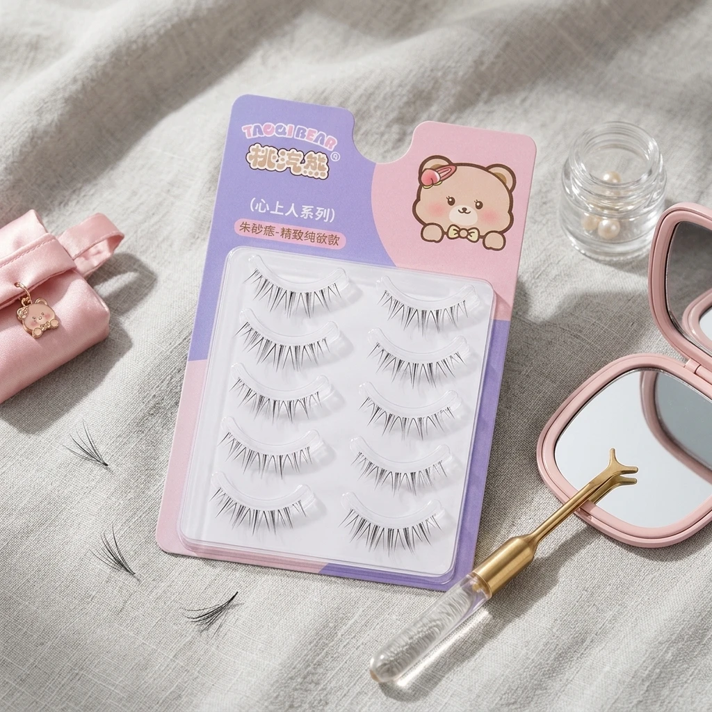 Bionic False Eyelashes Natural Look for Daily Makeup C Curl Synthetic Fiber Clear Band Lightweight Cosplay Stage Lashes
