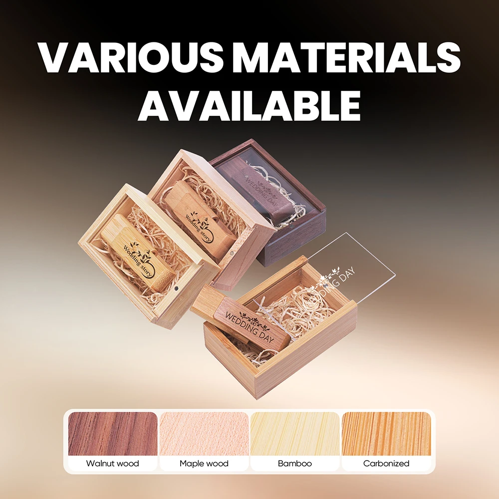 Новый деревянный вращающийся USB-накопитель 128 ГБ с бесплатным индивидуальным логотипом Pendrive 64 ГБ 100% реальная емкость 32 ГБ цветная печатная коробка U-диск 16 ГБ