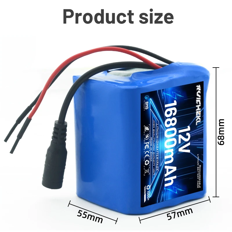 18650 lithium battery 12V battery pack, 3s3p DC large capacity rechargeable battery with BMS+charging