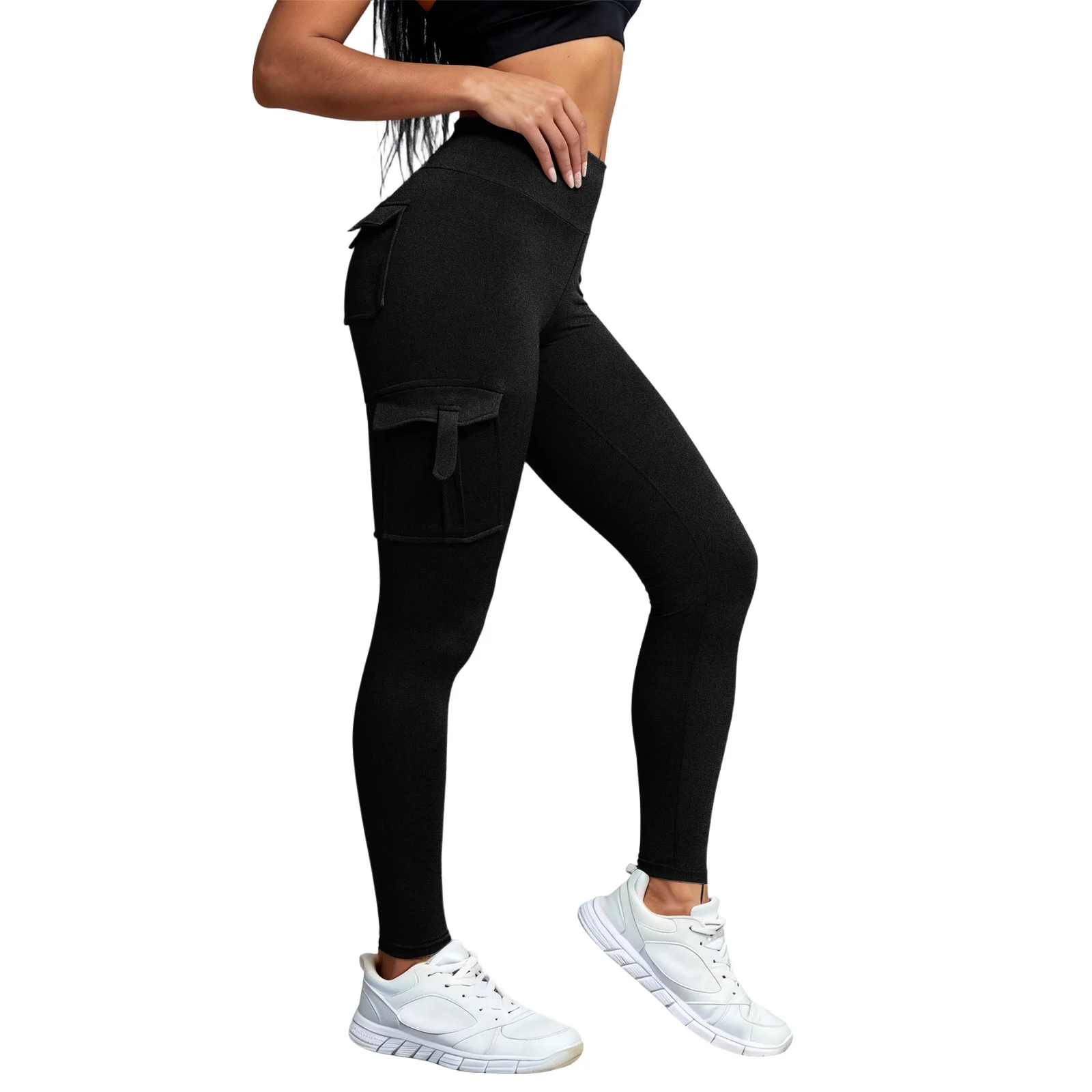 

High Waist Lift Hip PocketSs Woman Leggings Fitness Skinny Stretch Solid Color Sport Pants Daily Outdoors Running Leggings