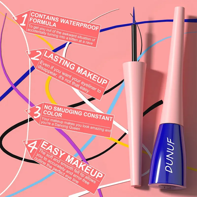 マットダークグリーンリキッドアイライナーペンシル防水メイクアップカラフルなリキッドアイライナー超薄型長持ち速乾性アイライナー