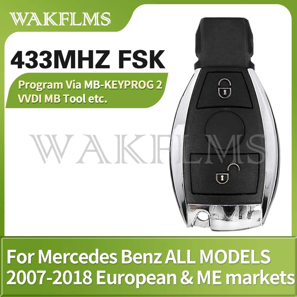 Pour Mercedes Benz clé de voiture à distance intelligente 2 boutons 433 MHz Version européenne programme BGA & NEC Via MB-KEYPROG 2 VVDI MB outil etc.