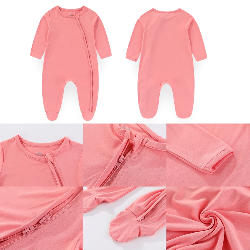 Newborn Baby Solid Color Long Sleeved Jumpsuit 100% Cotton Baby Wrap Feet 0-12 Months Unisex Baby Pajamas soft And Comfortable