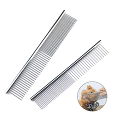 Pet Hair Removal Comb Stainless Steel Pet Grooming Comb Gently Removes Loose Knotted Hair Dog Cat Cleaning Beauty Supplies