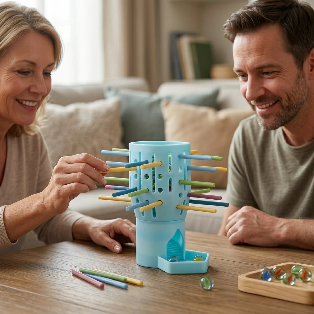 

Деревянная балансировочная игра с 20 палочками и 10 шариками для семейного веселого и развивающего досуга