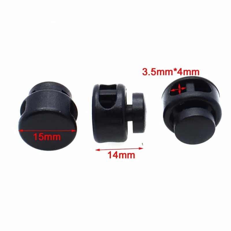 10 Pcs/Pack Cord Lock Toggle Clip Stopper Plastic Black For Bags/Garments Size:15mm*14mm
