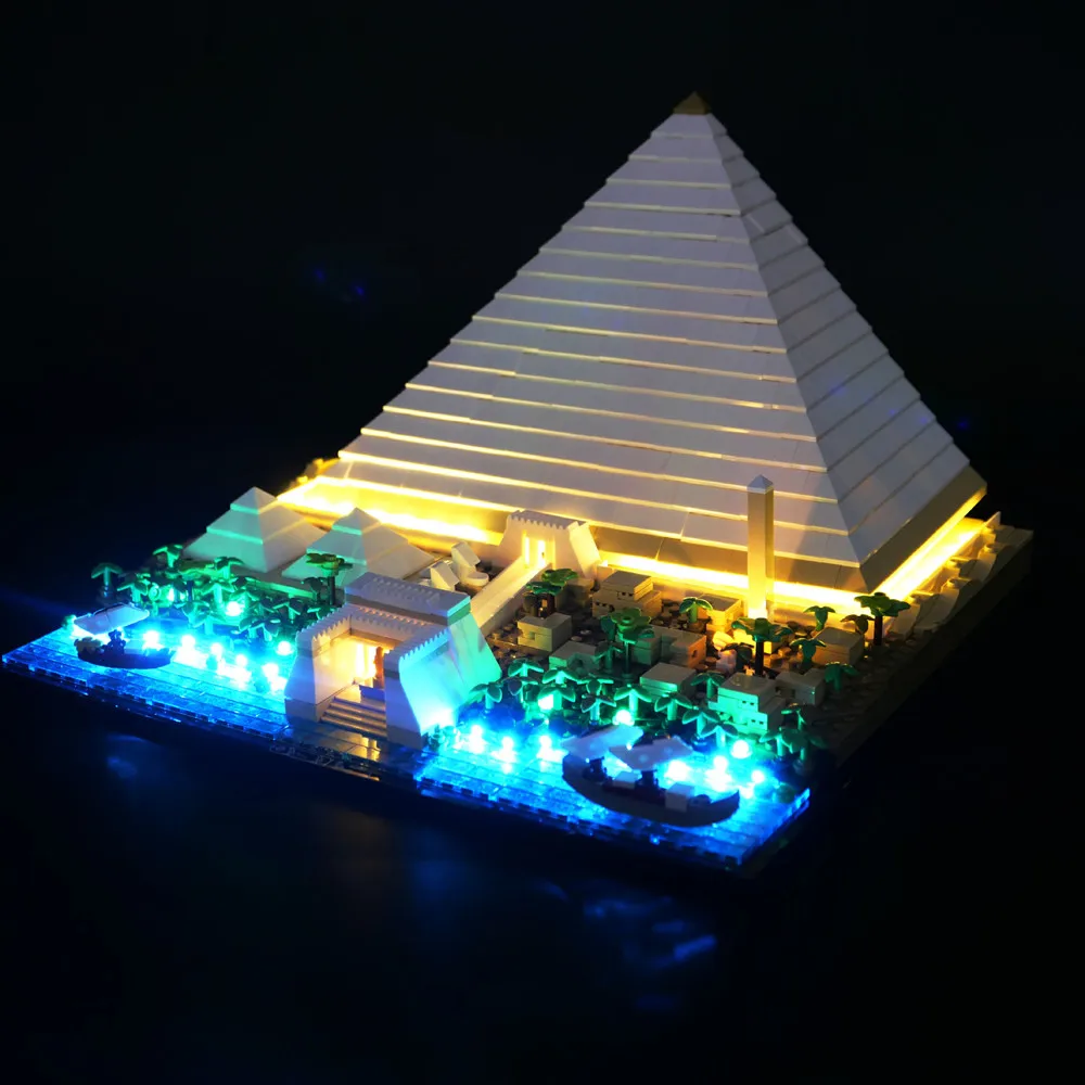 LED Light UP Lit For Great Pyramid of Giza 21058 Building Blocks (No Model Bricks)