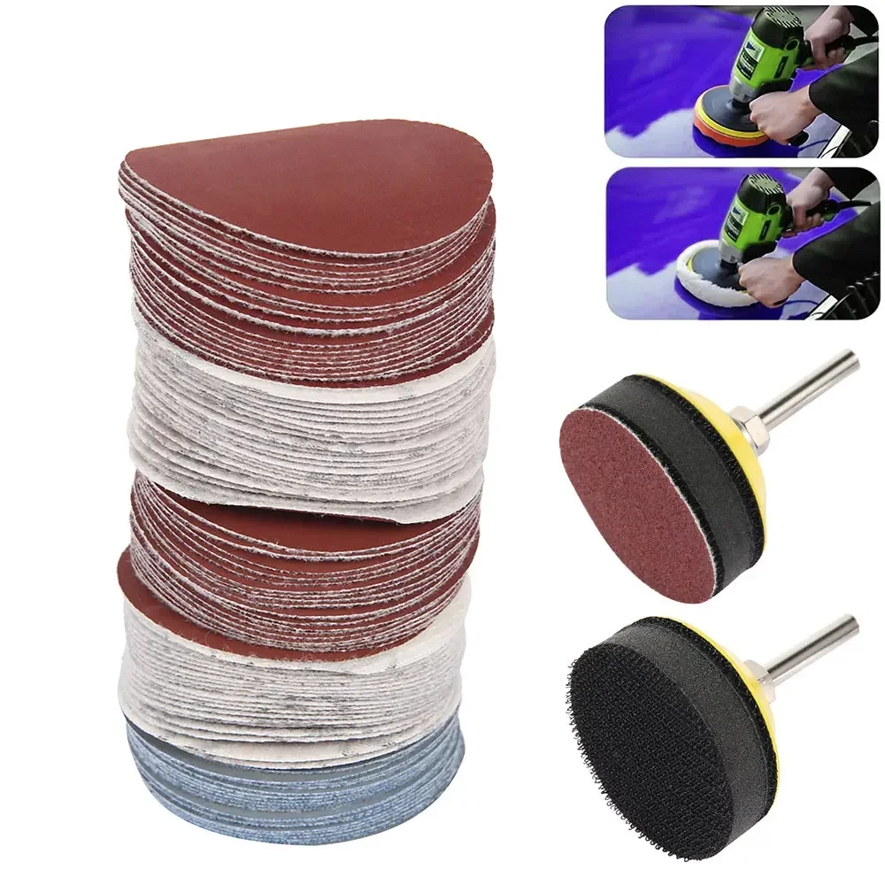 200Pcs 2In Sanding Discs Pad Sets for Drill Sanding Grinder Rotary Tools with 1/4 Inch Shank Backing Pad Soft Foam Buffering