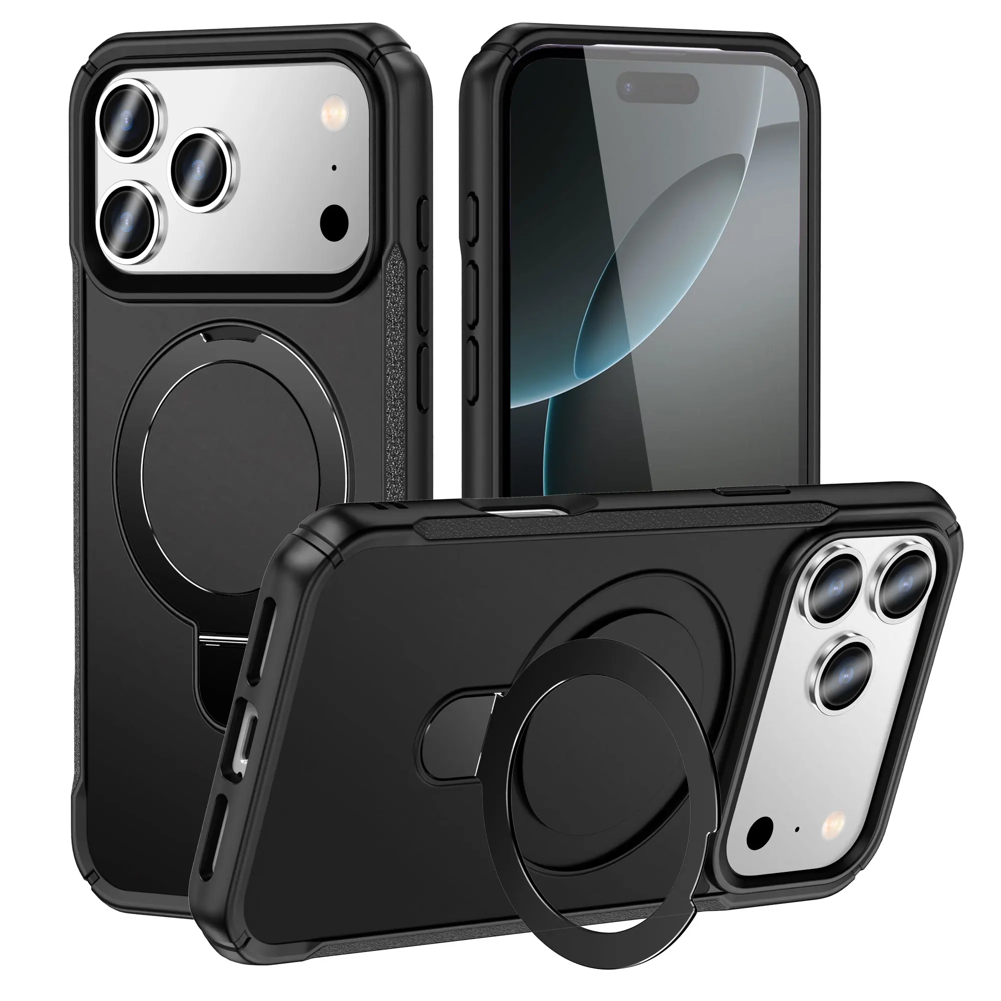 

Роскошный жесткий чехол с функцией подставки для Iphone 17 Pro Max Iphone 17 Air 16 15 14 Plus 13 12 Iphone16 для зарядных чехлов Magsafe