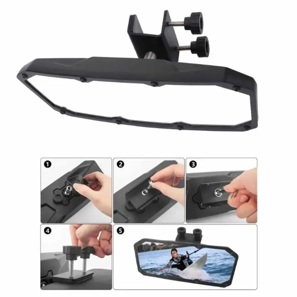 Heavy Duty Marine Rearview Mirror Stainless Steel Rustproof Universal Boat Mirror Wide Angle Convex Lens Anti Vibration