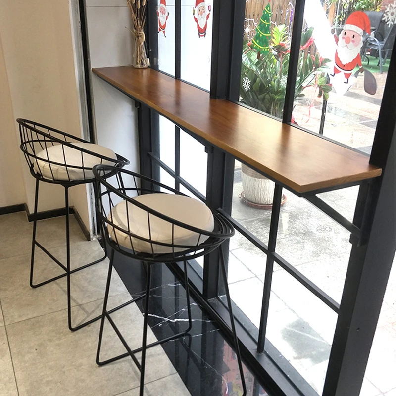 Solid wood wall table, coffee shop, home bar, wall-mounted desk, window sill, table and chair combination