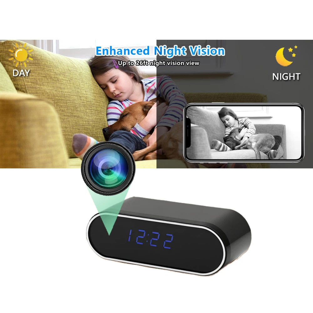 Mini clock Camera Wifi 4K HD Wireless IR night vision Home Night Version Video Protection Remote Intelligent small-scale Cam