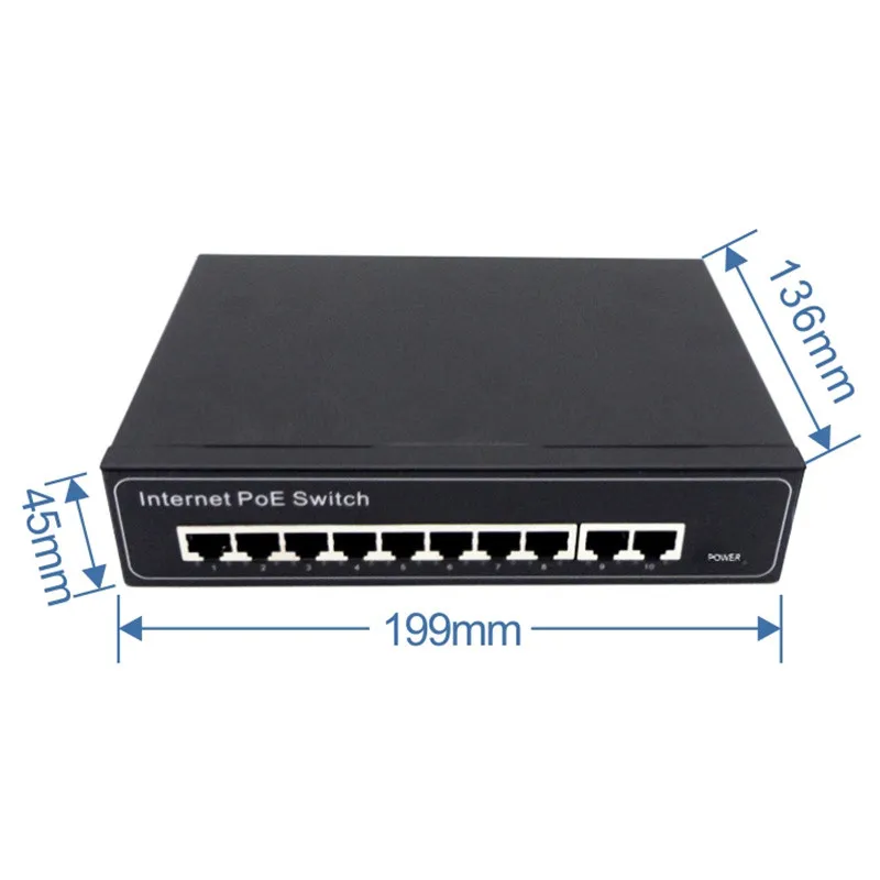 Gigabit Unmanaged Fast Ethernet Poe Switch 8 Port 10/100/1000m Cctv Network Switch