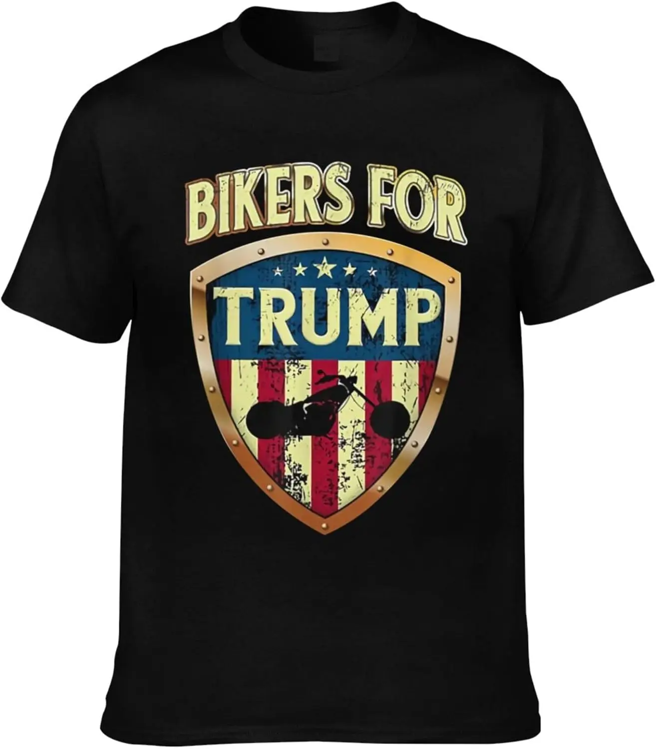 Bikers for TRU-M-P Flag Interesting Adult Short-Sleeve Crewneck Cotton T-Shirt Men's