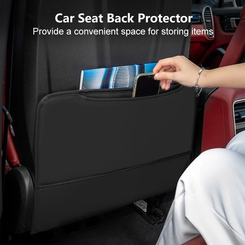 2PCS Car Seat Back Protector For Porsche Cayenne 2018 2019 2020 2021 2022 2023 Leather Anti Kick Dirty Pad Kick Mat Accessories