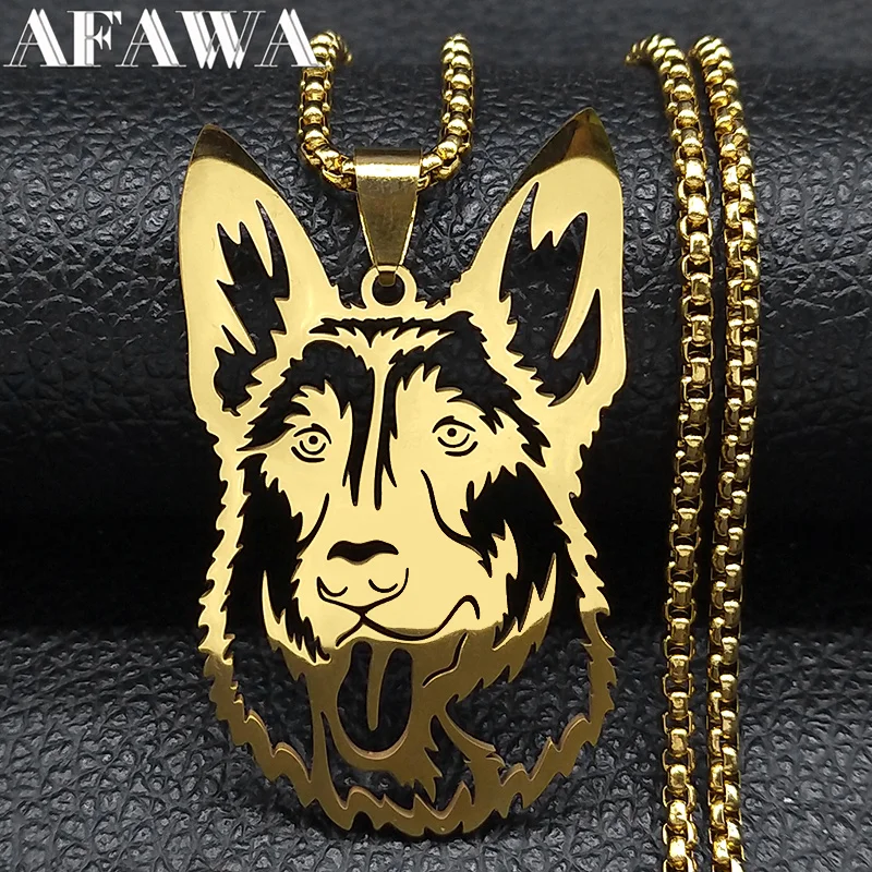 Fashion Wolfhound Dog Pendant Necklace for Women Men Stainless Steel Gold Color Love Pet Chain Jewelry colar masculino NZZZ532S2