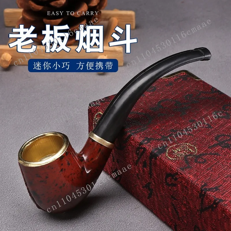 

New Hot Sale Mini Portable Boss Small Pipe Resin Bent Simple Beginner Practice Pipe Smoking Set