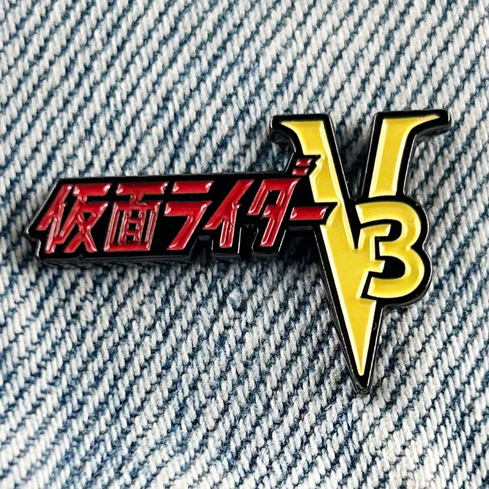 Kamen Rider V3 Logo Enamel Pin Japanese Classic Anime Peripheral Badge 70s Vintage Jewelry Childhood Gift Fans Souvenirs