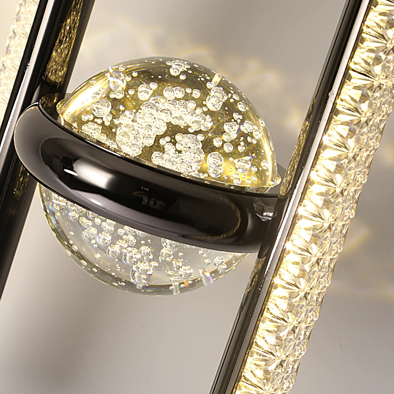 Zeitgenössische LED-Pendelleuchte, Kristallkugel, Perlenschwarz oder Gold, Design-Droplight für Heimbeleuchtung, Dekor, Flurbeleuchtung