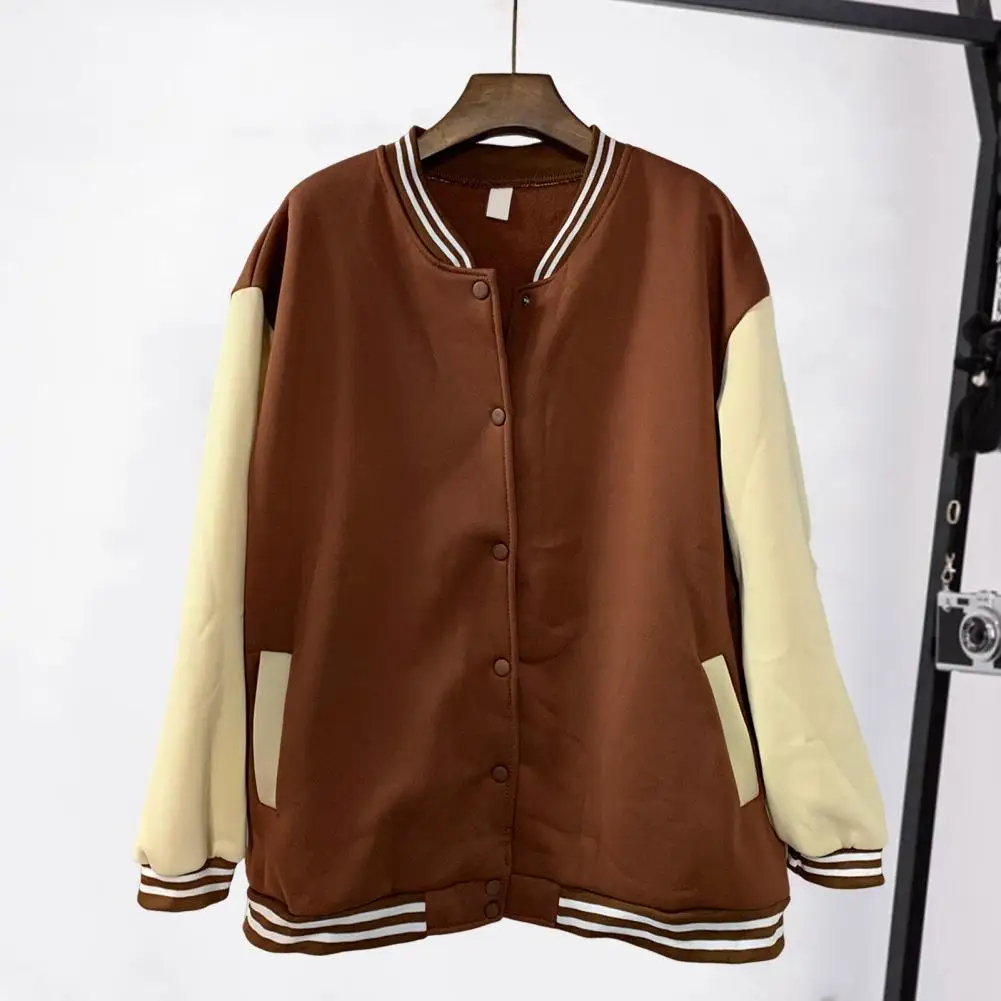 Retro American Style Coat Retro American Style Baseball Coat for Women Men with Elastic Cuff Hem Stand Collar Color for Couples