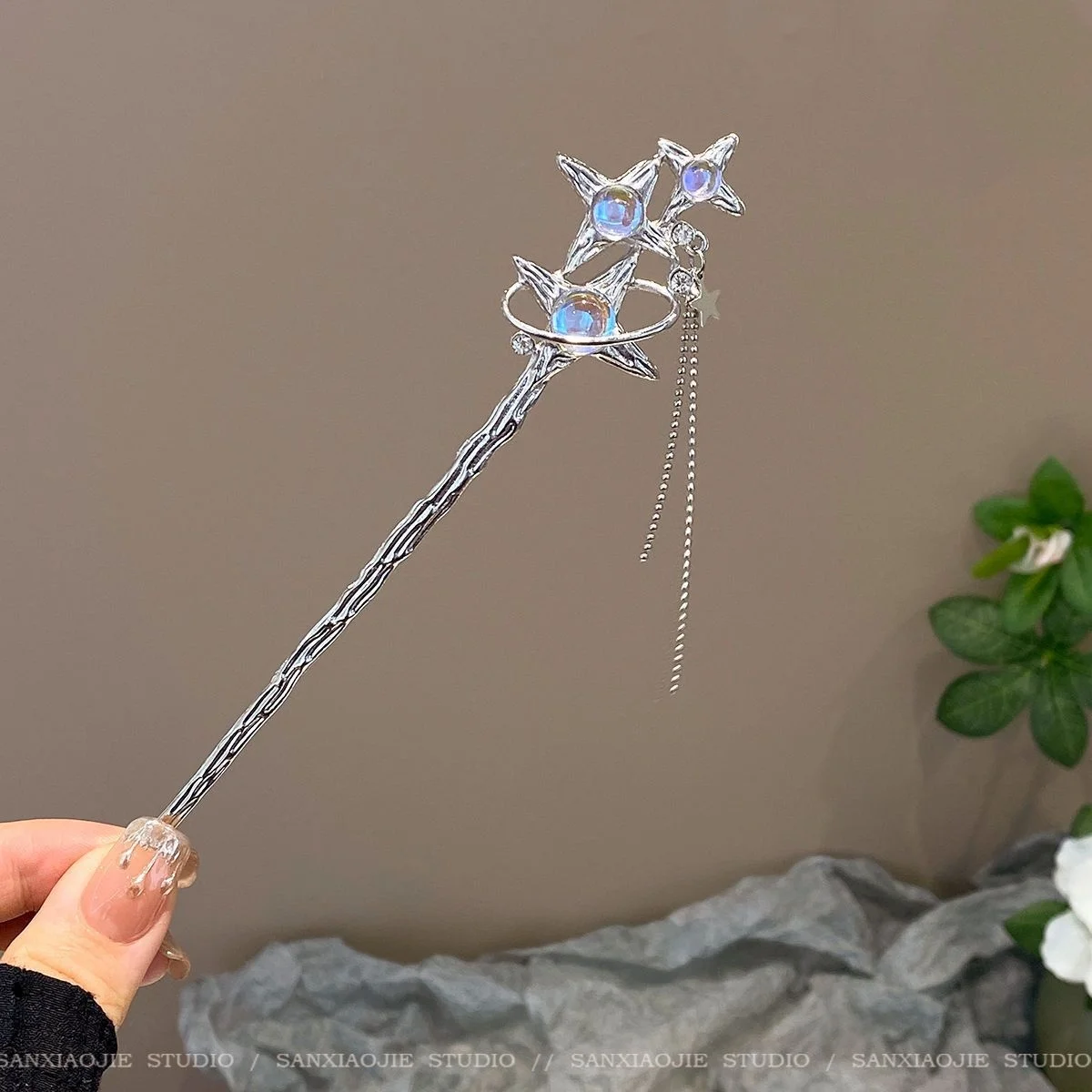 Light Luxury Glitter Hairpin For Women Geometric Irregular Moonstone Hair Stick Elegant Star Flower Jewelry Hair Accessories image 6