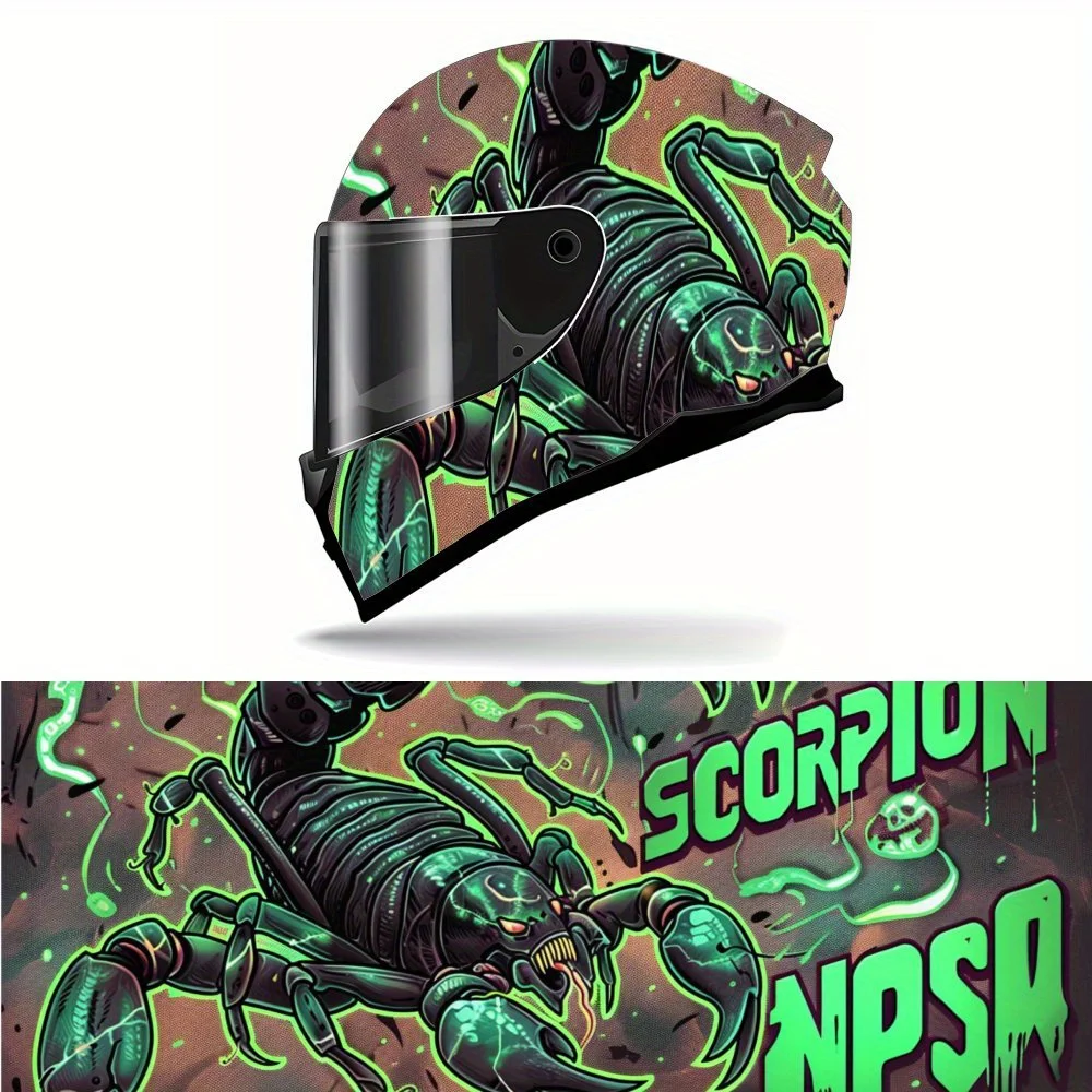 

Trendy Cartoon Scorpion Art Print Full Helmet Wrap Sticker Motorcycle Helmet Racing Graphic Decal Vinyl Wrap Helmet Decorative S