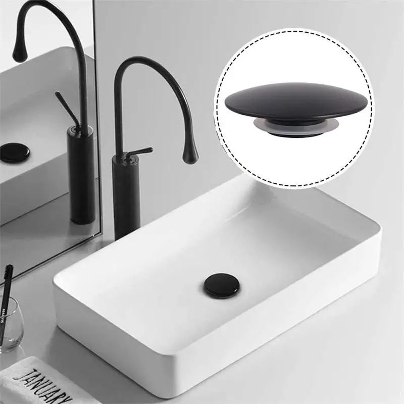 Silver Chrome Basin Waste Sink Plug 66mm PopUp Cap Click Clack Push Button Replacement Part For Bathroom Sink Drain Stopper