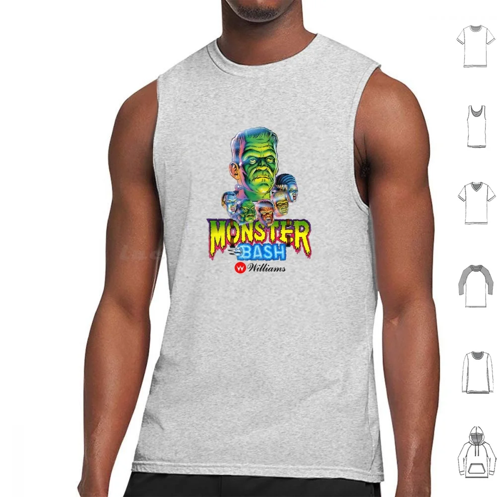 Monster Bash Tank Tops Vest Sleeveless Game Arcade Games Vintage Memories Retro Gottlieb Williams Breastbone Ball